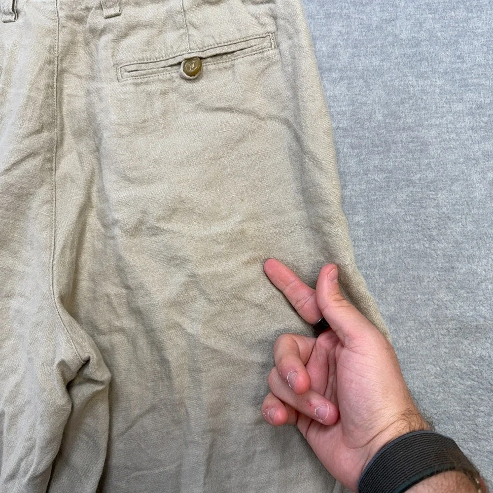 Y2K Banana Republic Shorts Mens 30 Khaki Beige Linen‎ Bermuda Chinos Beachy 10